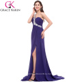 Грейс Карин мода дамы высокий разрез ногу на одно плечо фиолетовый шифон длинные африканские Вечерние платья CL3183-2